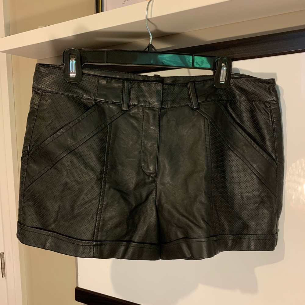 Black leather shorts